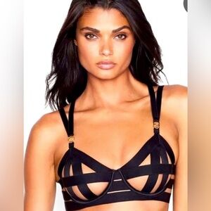 Victoria Secret Luxe Banded Demi Unlined Bra Strapped Cut Out 34C VS Sexy New